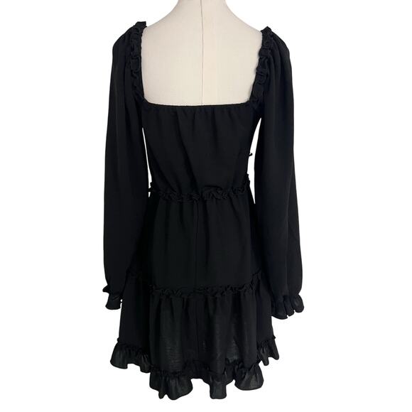 Black Ruffle Inspired Hearts Mini Dress Size Small Babydoll Whimsigoth Fairy - Picture 5 of 12